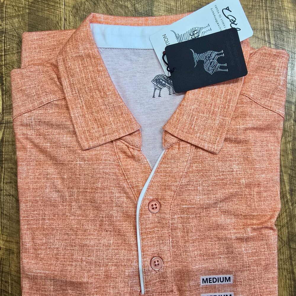 Brand New Raffi Johnny Collar Polo Orange and White